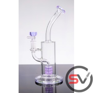 THREE CLEAR RINGS GLASS WATER PIPE PURPLE 10inch